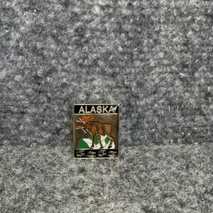 Alaska Moose Animal Tracks Enamel Lapel Pin Souvenir Square State Collectible